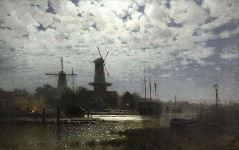 Walter Moras Mondschein uber hollandischen Hafen china oil painting image
